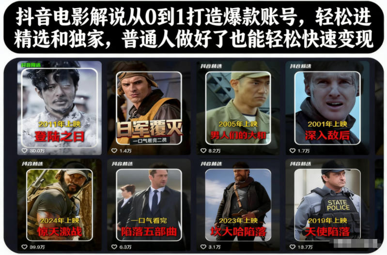 抖音电影解说从0到1打造爆款账号,轻松进精选和独家,普通人做好了也能轻松快速变现-AI学习资源网