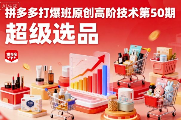 拼多多打爆班原创高阶技术第50期，超级选品-AI学习资源网