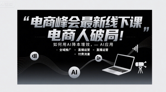 电商峰会最新线下课，电商人破局，如何用AI降本增效，AI应用-全域推广-直播运营-付费流量-AI学习资源网
