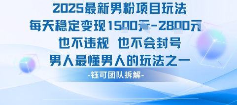 2025最新男粉项目玩法每天变现1k+也不违规也不会封号男人最懂男人的玩法-AI学习资源网