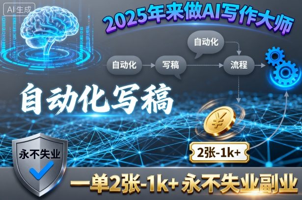 2025年来做AI写作大师，自动化写稿，一单2张-1k+，永不失业副业-AI学习资源网