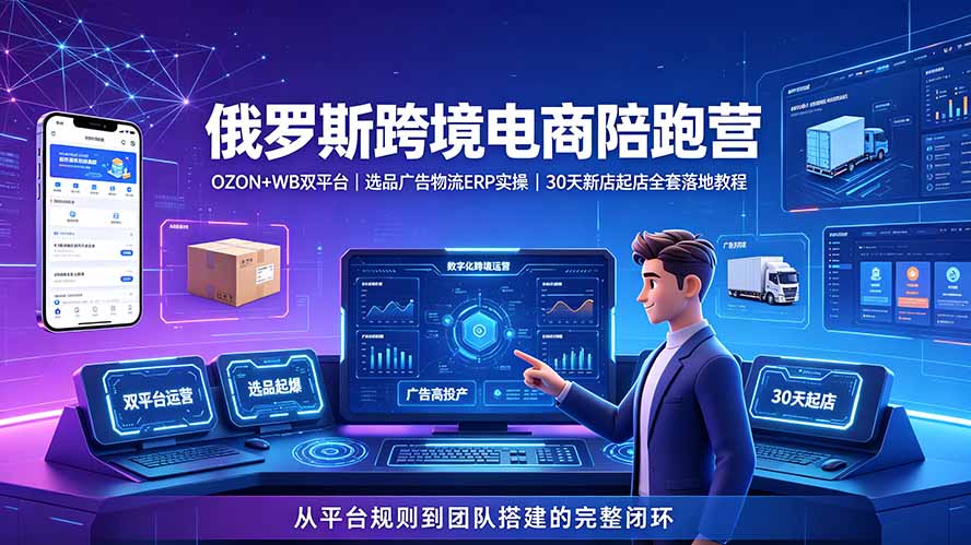 2026俄罗斯跨境电商陪跑营:OZON+WB双平台|选品广告物流ERP实操|30天新店起店全套落地教程-AI学习资源网