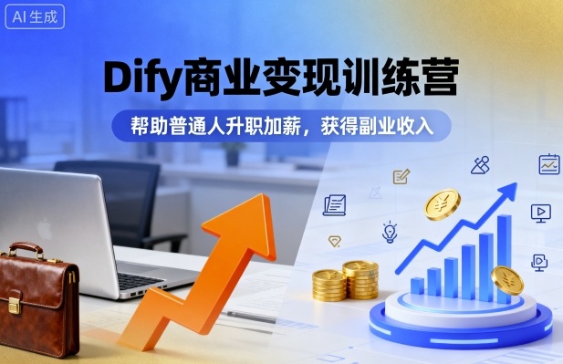 Dify商业变现训练营，帮助普通人升职加薪，获得副业收入-AI学习资源网