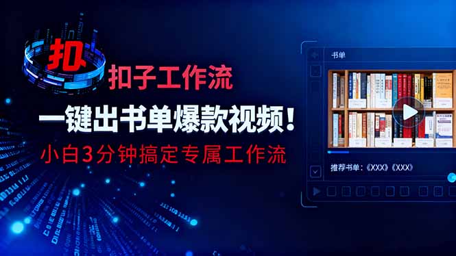 利用扣子工作流一键生成书单爆款视频，小白三分钟搞定专属工作流-AI学习资源网