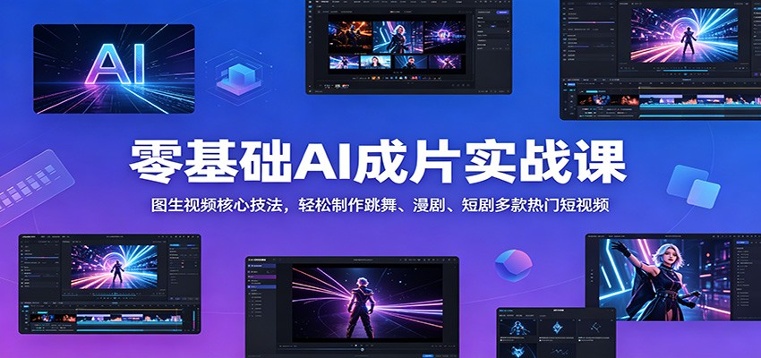 零基础AI成片实战课：图生视频核心技法，轻松制作跳舞、漫剧、短剧多款热门短视频-AI学习资源网