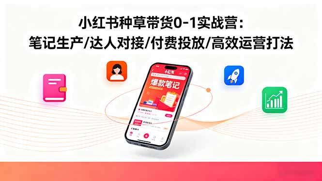 小红书种草带货0-1实战营：笔记生产/达人对接/付费投放/高效运营打法-AI学习资源网