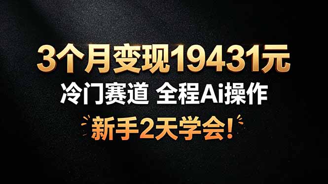 3个月变现19431元，冷门赛道 全程Ai操作，新手2天学会！-AI学习资源网
