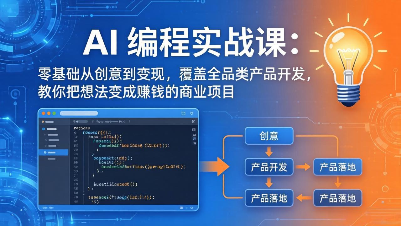 AI编程实战课-第三期-5月更新:零基础从创意到变现,覆盖全品类产品开发,把想法变成赚钱项目-AI学习资源网