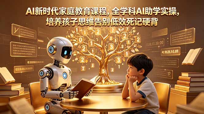 AI新时代家庭教育课程，全学科AI助学实操，培养孩子思维告别低效死记硬背-AI学习资源网