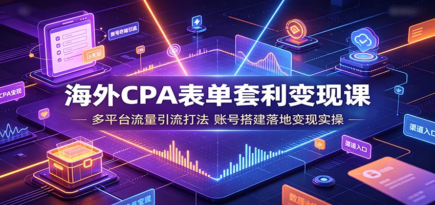 海外CPA表单套利变现课：多平台流量引流打法，账号搭建落地变现实操-AI学习资源网
