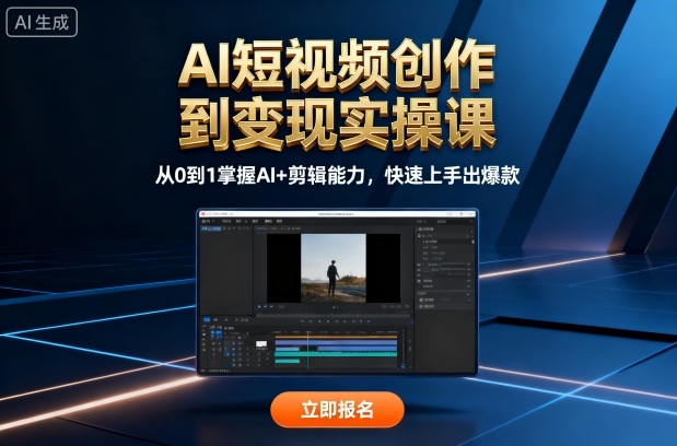 AI短视频创作到变现实操课，从0到1掌握AI+剪辑能力，快速上手出爆款(更新10月)-AI学习资源网