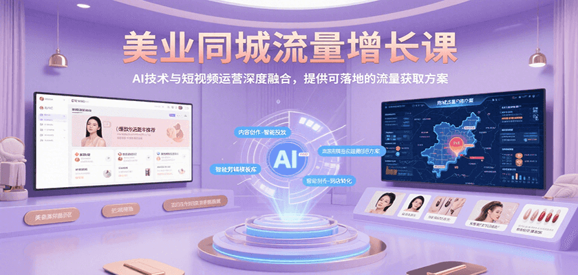 美业同城流量增长课，AI技术与短视频运营深度融合，提供可落地的流量获取方案-AI学习资源网