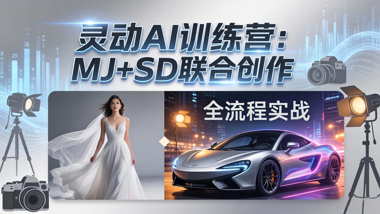 灵动AI训练营-3.0课程：MJ+SD联合创作，从婚纱大片到汽车广告，摄影后期全流程实战-AI学习资源网