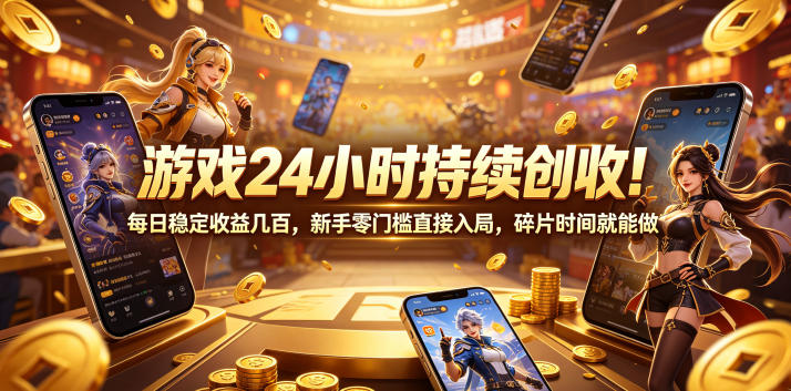 游戏24小时持续创收！每日稳定收益几百，新手零门槛直接入局，碎片时间就能做【揭秘】-AI学习资源网