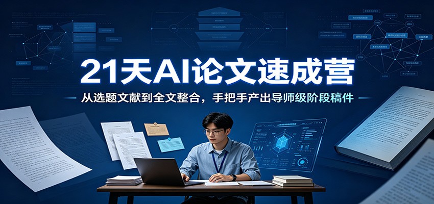 21天AI论文速成营：从选题文献到全文整合，手把手产出导师级阶段稿件-AI学习资源网
