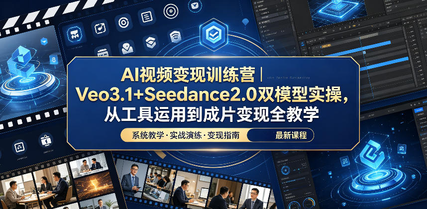 AI视频变现训练营｜Veo3.1+Seedance2.0双模型实操，从工具运用到成片变现全教学-AI学习资源网