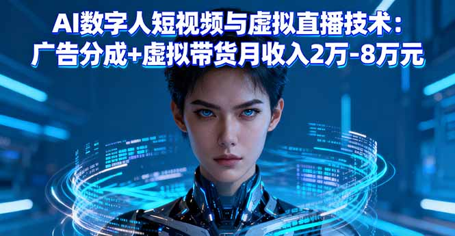 AI数字人短视频与虚拟直播技术：广告分成+虚拟带货月收入2万-8万元-AI学习资源网