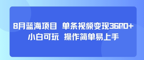 8月AI蓝海项目，单条视频变现1k+ 小白可玩 操作简单易上手-AI学习资源网