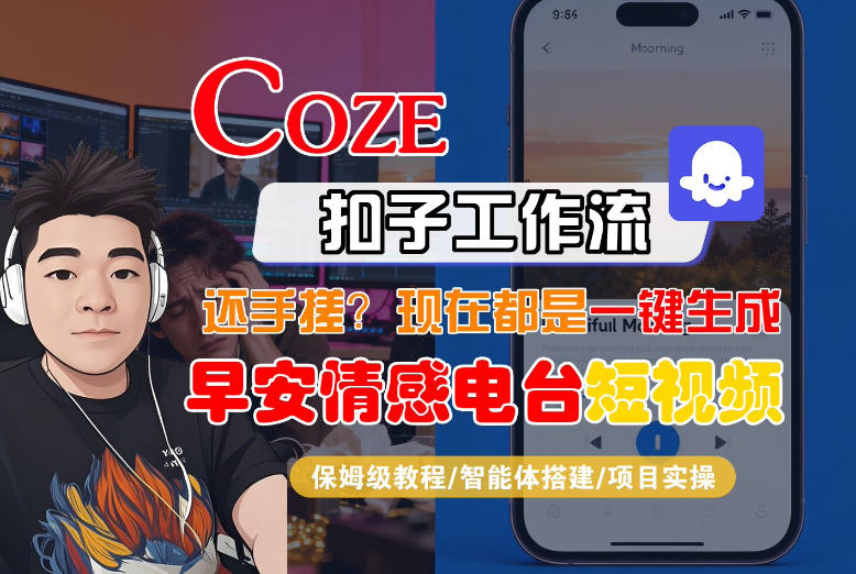 【Coze工作流搭建实操教程】【coze】早安情感电台日签视频还在手动做?用扣子工作流自动生成,省时90%-AI学习资源网