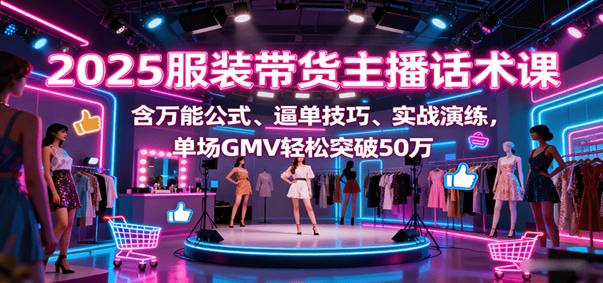 2025服装带货主播话术课，含万能公式、逼单技巧、实战演练，单场GMV轻松突破50万-AI学习资源网