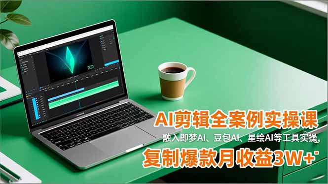 AI剪辑全案例实操课,融入即梦AI、豆包AI、星绘AI等工具实操,复制爆款月收益3W+-AI学习资源网