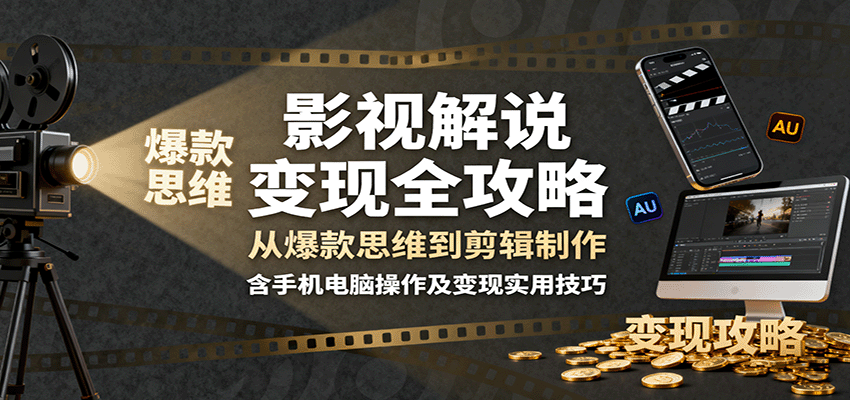 影视解说变现全攻略：从爆款思维到剪辑制作，含手机电脑操作及变现实用技巧-AI学习资源网