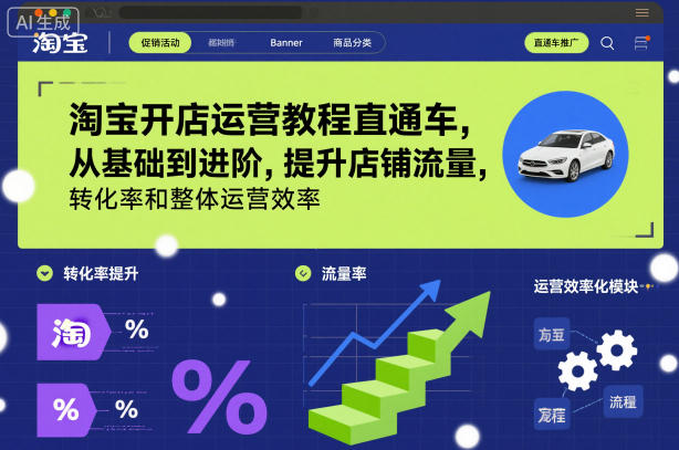 淘宝开店运营教程直通车，从基础到进阶，提升店铺流量，转化率和整体运营效率(更新26年3月)-AI学习资源网