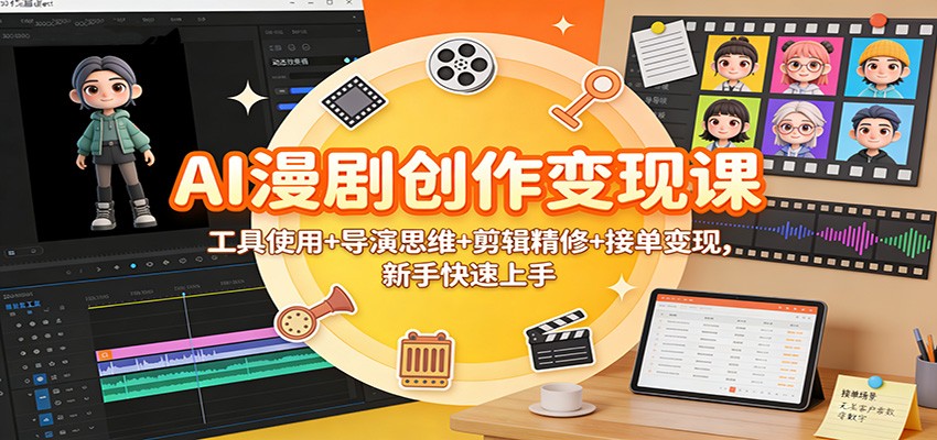 AI漫剧创作变现课：工具使用+导演思维+剪辑精修+接单变现，新手快速上手-AI学习资源网