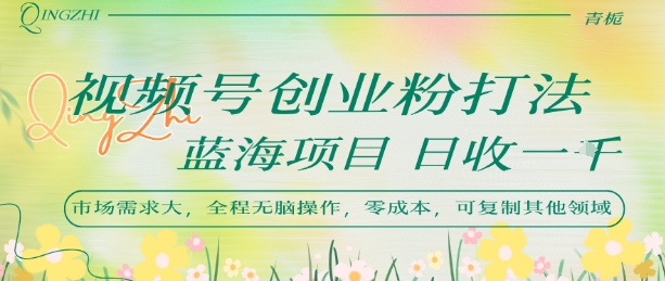 视频号创业粉打法，日入1k，蓝海项目，市场需求大，全程无脑操作，可复制-AI学习资源网