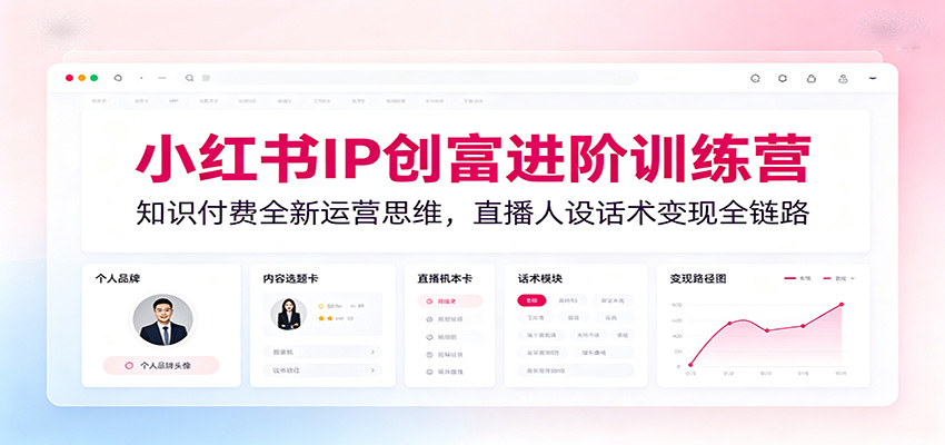 小红书IP创富进阶训练营：知识付费全新运营思维，直播人设话术变现全链路-AI学习资源网