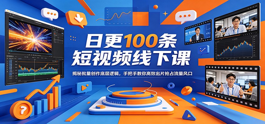 日更100条短视频线下课：揭秘批量创作底层逻辑，手把手教你高效出片抢占流量风口-AI学习资源网