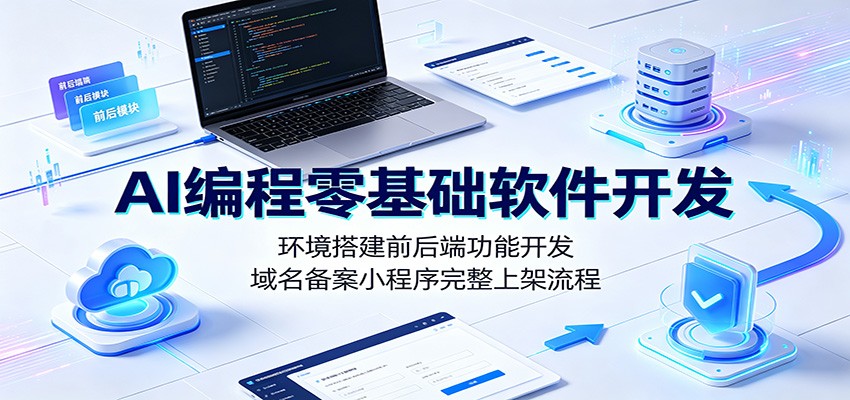 AI编程零基础软件开发:环境搭建前后端功能开发,域名备案小程序完整上架流程-AI学习资源网