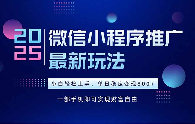 25年下半年微信小程序推广最新玩法，轻松日入800+-AI学习资源网