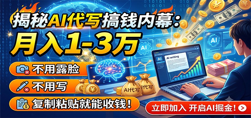 揭秘AI代写搞钱内幕：月入1-3万，不用露脸不用写，复制粘贴就能收钱！-AI学习资源网