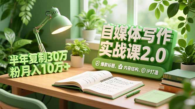 自媒体写作实战课2.0,爆款标题、内容结构、IP打造,半年复制30万粉月入10万+-AI学习资源网