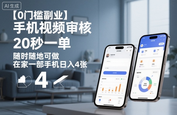 【0门槛副业】手机视频审核，20秒一单，随时随地可做，在家一部手机日入4张【揭秘】-AI学习资源网