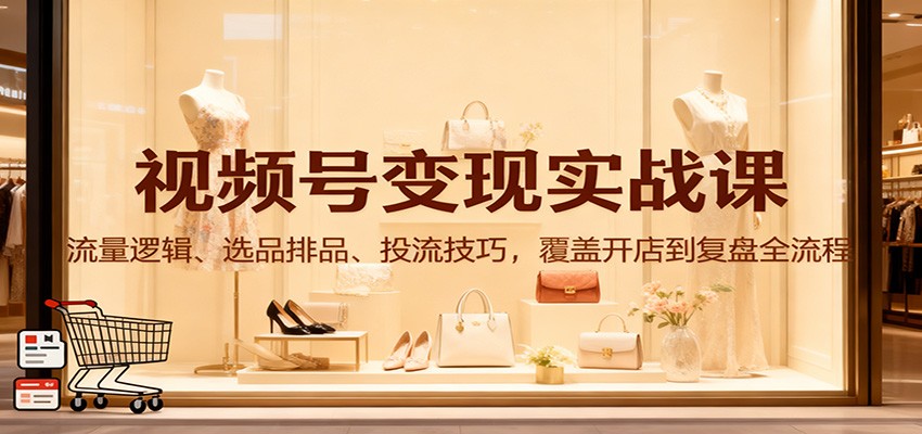 视频号变现实战课:流量逻辑、选品排品、投流技巧,覆盖开店到复盘全流程-AI学习资源网