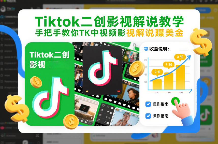 Tiktok二创影视解说教学,手把手教你TK中视频影视解说賺美金(更新26年1月)-AI学习资源网