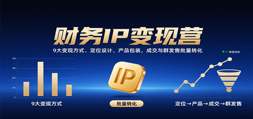 财务IP变现营：9大变现方式、定位设计、产品包装，成交与群发售批量转化-AI学习资源网