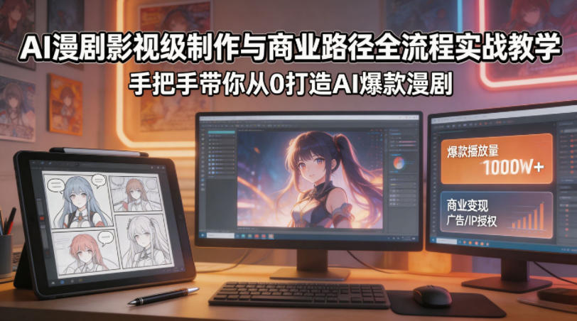 AI漫剧影视级制作与商业路径全流程实战教学，手带你从0打造AI爆款漫剧-AI学习资源网