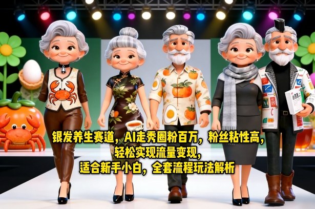 银发养生赛道，AI走秀圈粉百万，粉丝粘性高，轻松实现流量变现，适合新手小白，全套流程玩法解析-AI学习资源网