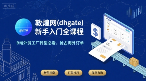 敦煌网(dhgate)新手入门全课程，B端外贸工厂转型必看，抢占海外订单-AI学习资源网