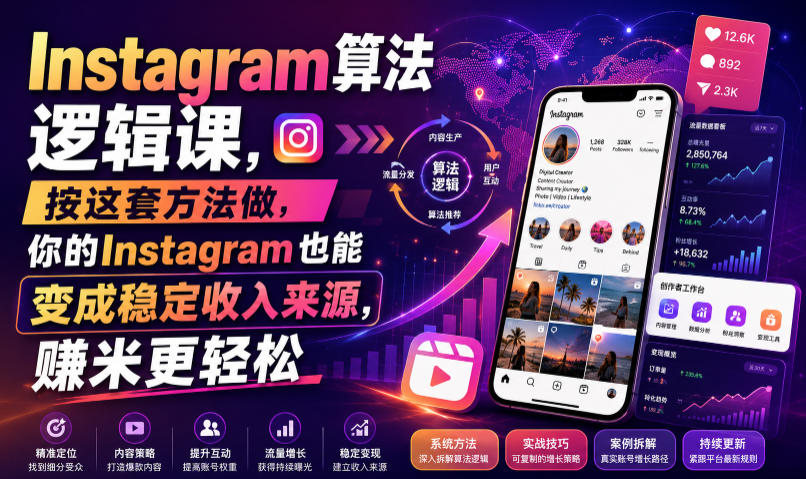 Instagram算法逻辑课，按这套方法做，你的Instagram也能变成稳定收入来源，賺米更轻松【原创双语字幕】-AI学习资源网