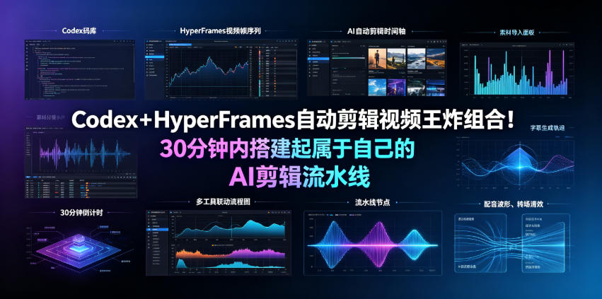 Codex＋HyperFrames自动剪辑视频王炸组合！30分钟内搭建起属于自己的AI剪辑流水线(完整版实操教程手册)-AI学习资源网