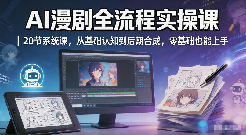 AI漫剧全流程实操课｜20节系统课，从基础认知到后期合成，零基础也能上手-AI学习资源网