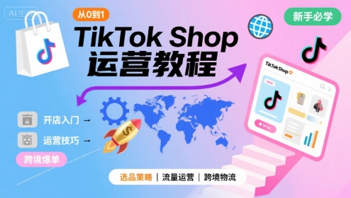 TikTok Shop从0到1运营教程，TikTok跨境电商新手必学课程-AI学习资源网