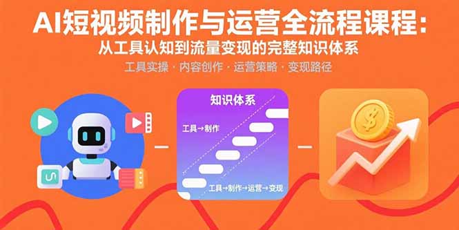AI短视频制作与运营全流程课程：从工具认知到流量变现的完整知识体系-AI学习资源网