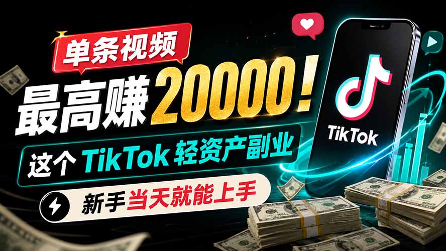 单条视频最高赚 20000!这个 TikTok 轻资产副业,新手当天就能上手-AI学习资源网