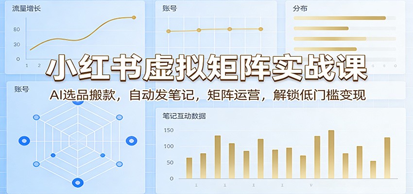 小红书虚拟矩阵实战课：AI选品搬款，自动发笔记，矩阵运营，解锁低门槛变现-AI学习资源网