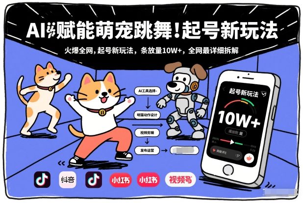 AI赋能萌宠跳舞，火爆全网，起号新玩法，条条播放量10W+，全网最详细拆解-AI学习资源网